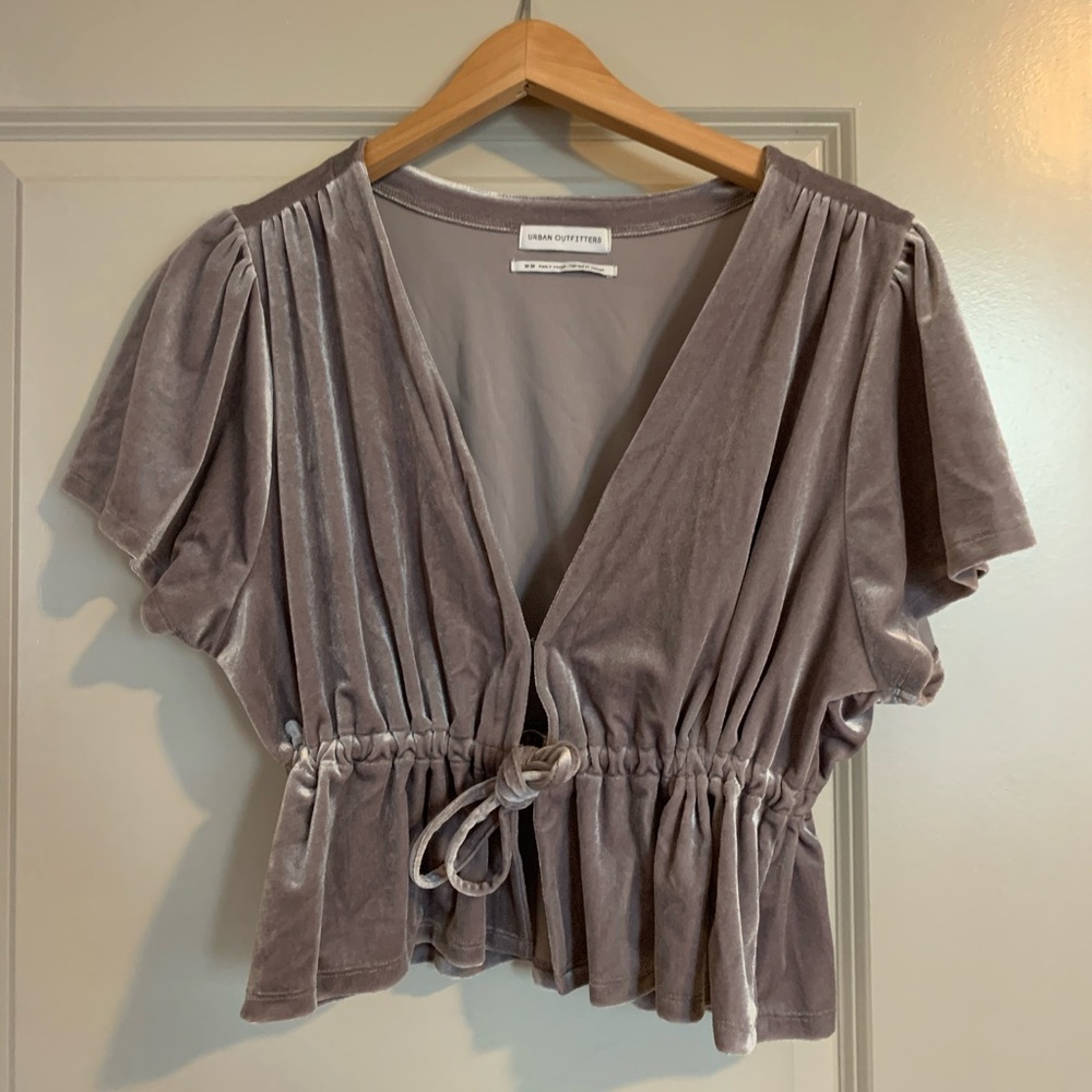 Velvet Tie Front Top